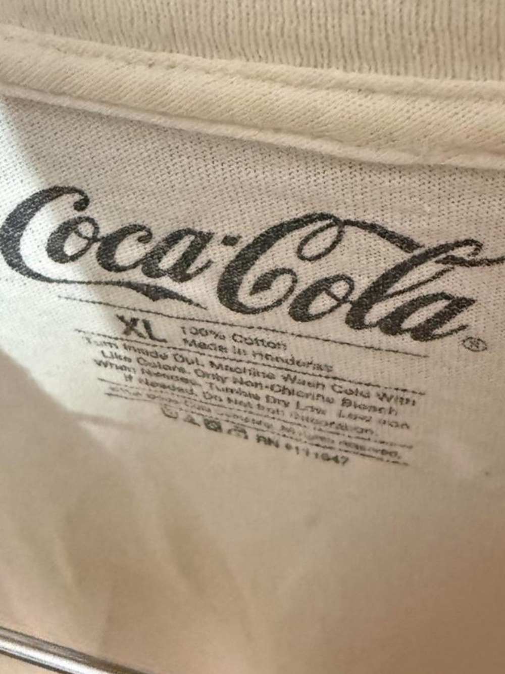 Coca Cola Men’s Checkered Long Sleeve Tee — White with Red Logo - Picture 3 of 3